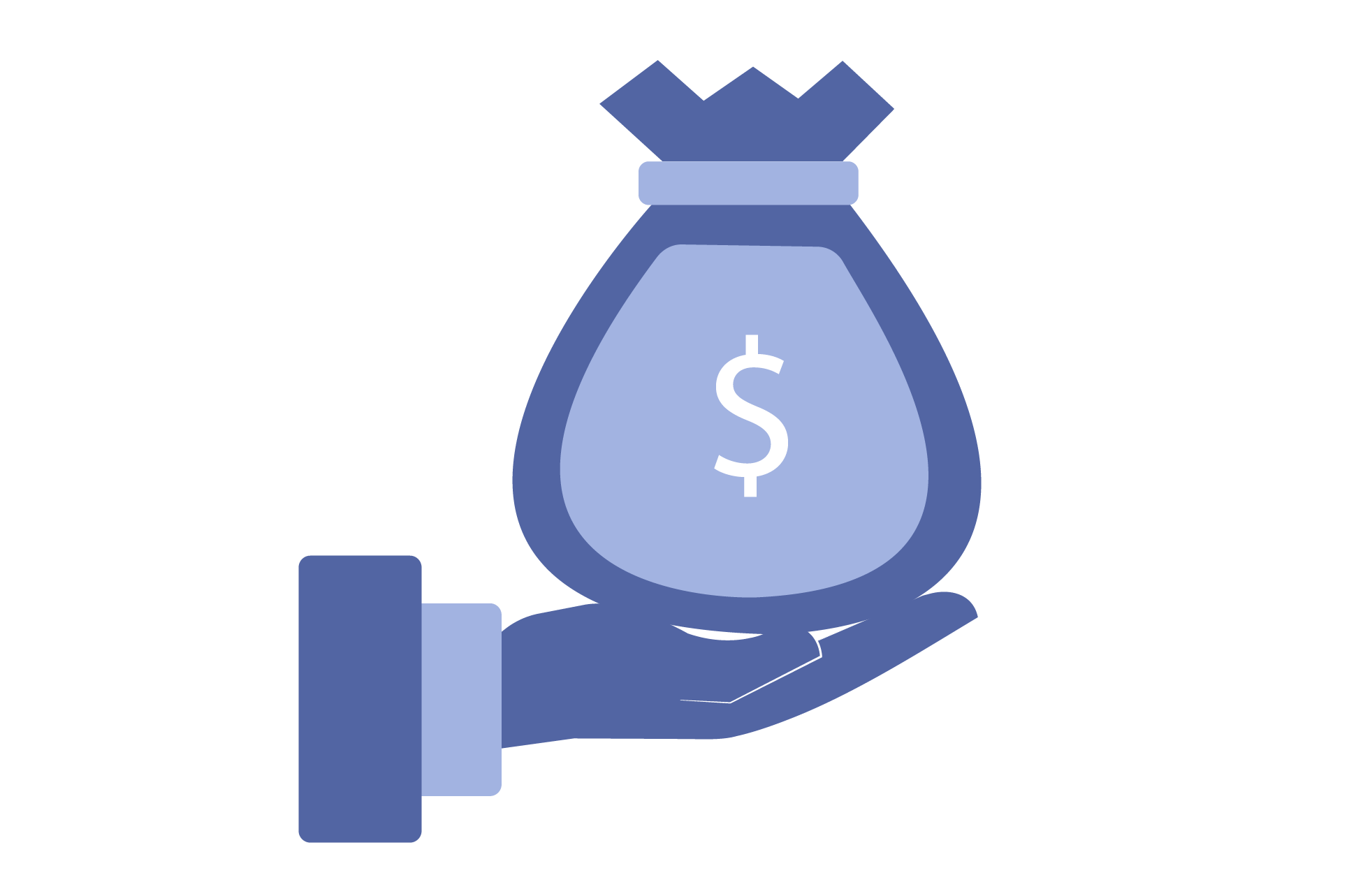 no conflicts of interest financial advisor Drawing of a hand holding a bag of money.