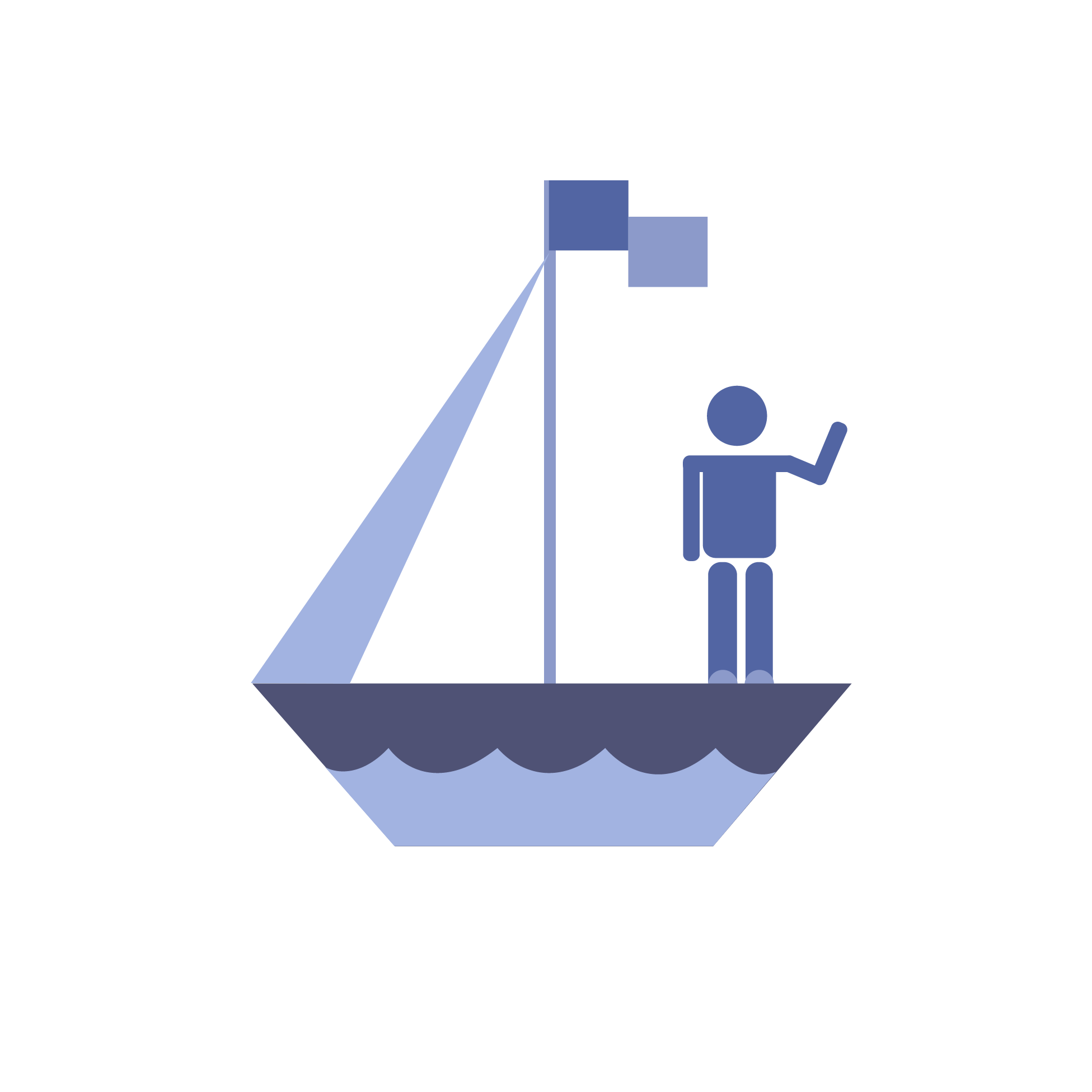 Long term retirement planning A figure standing on a sailboat.