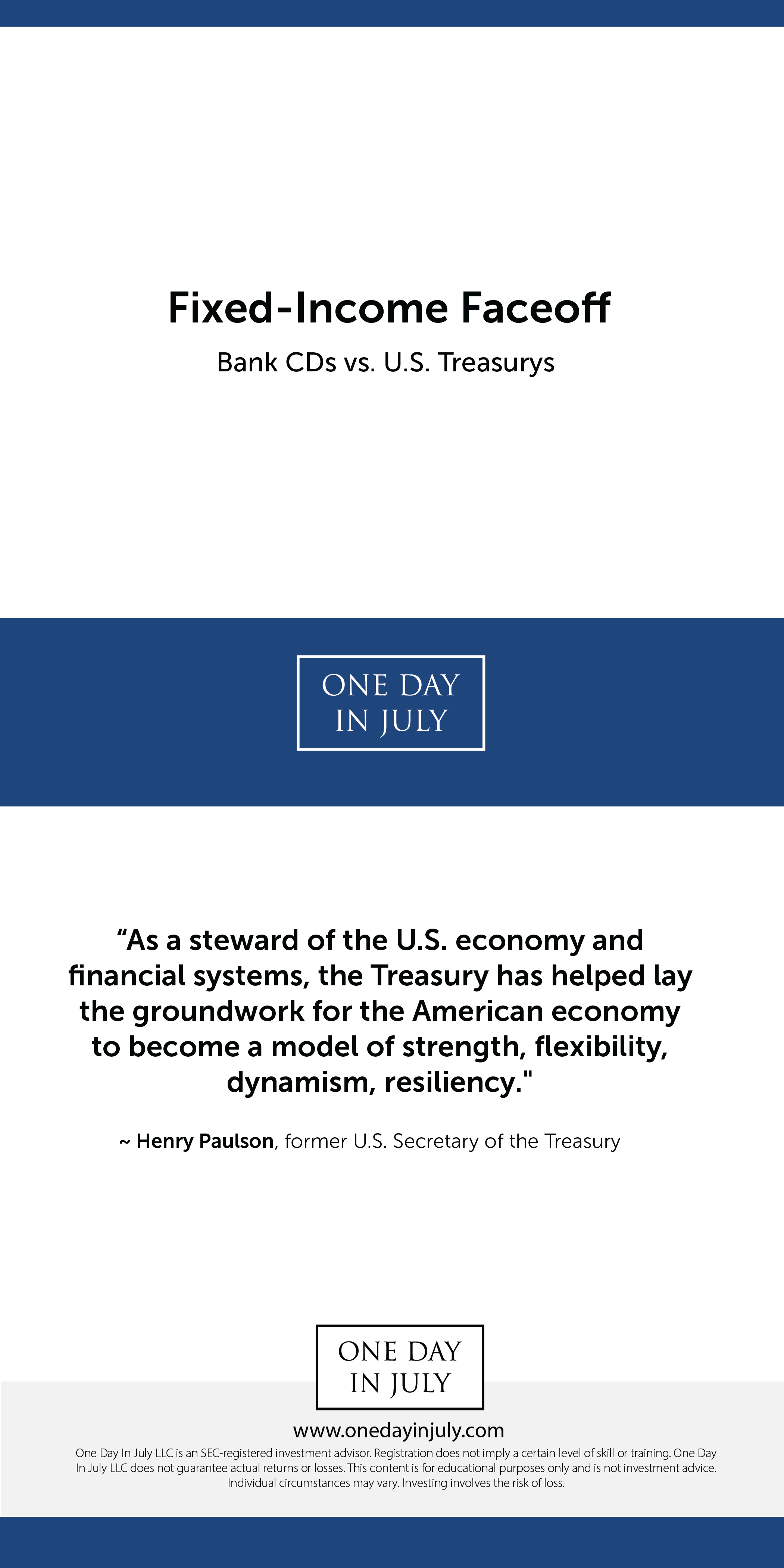 Fixed Income Faceoff Square cover. Quote shown says: As a steward of the US economy and financial systems, the Treasury has helped lay the groundwork for the American economy to become a model of strength, flexibility, dynamism, resiliency. - Henry Paulson, former US Secretary of the Treasury.