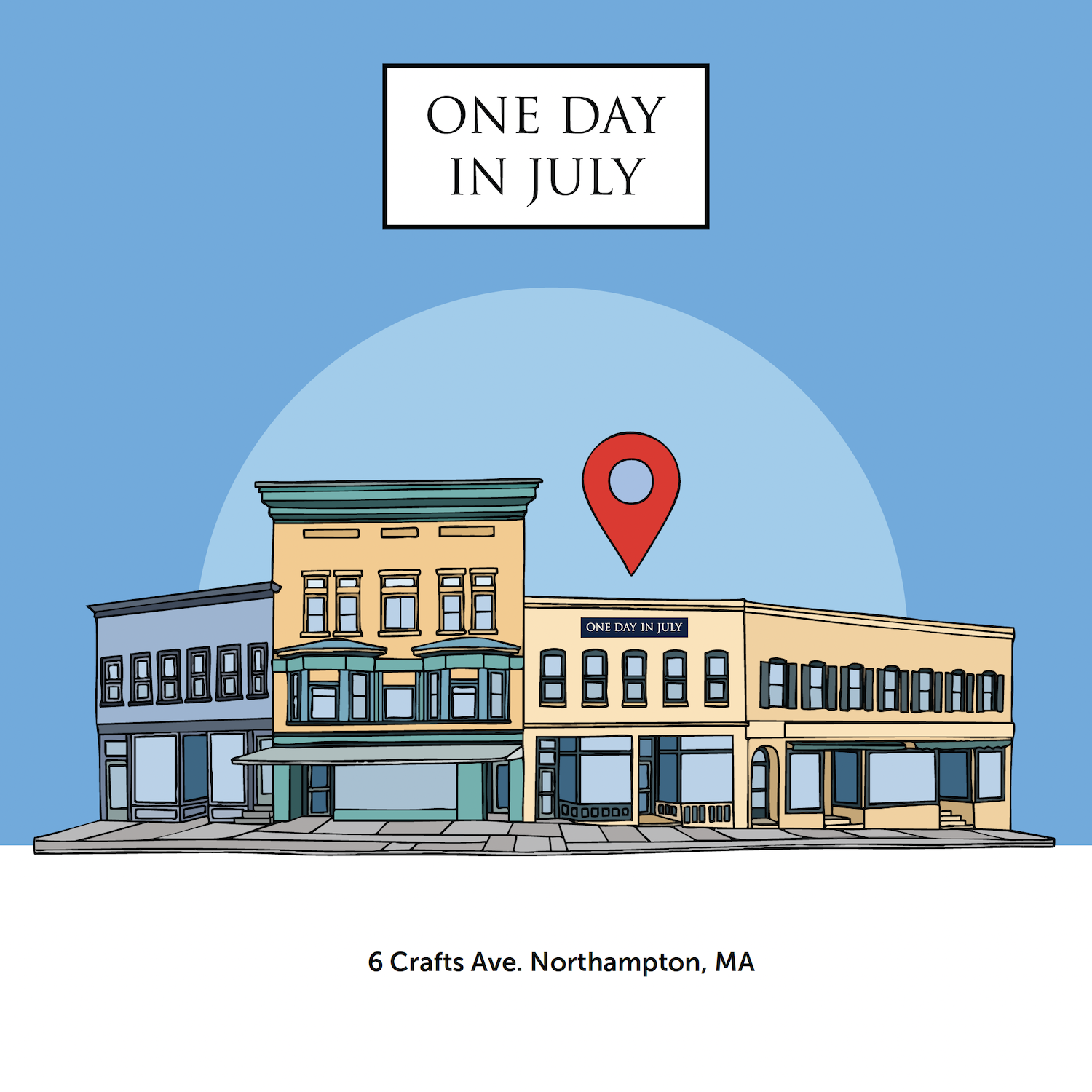 Drawing of buildings on Crafts Ave in Northampton MA.